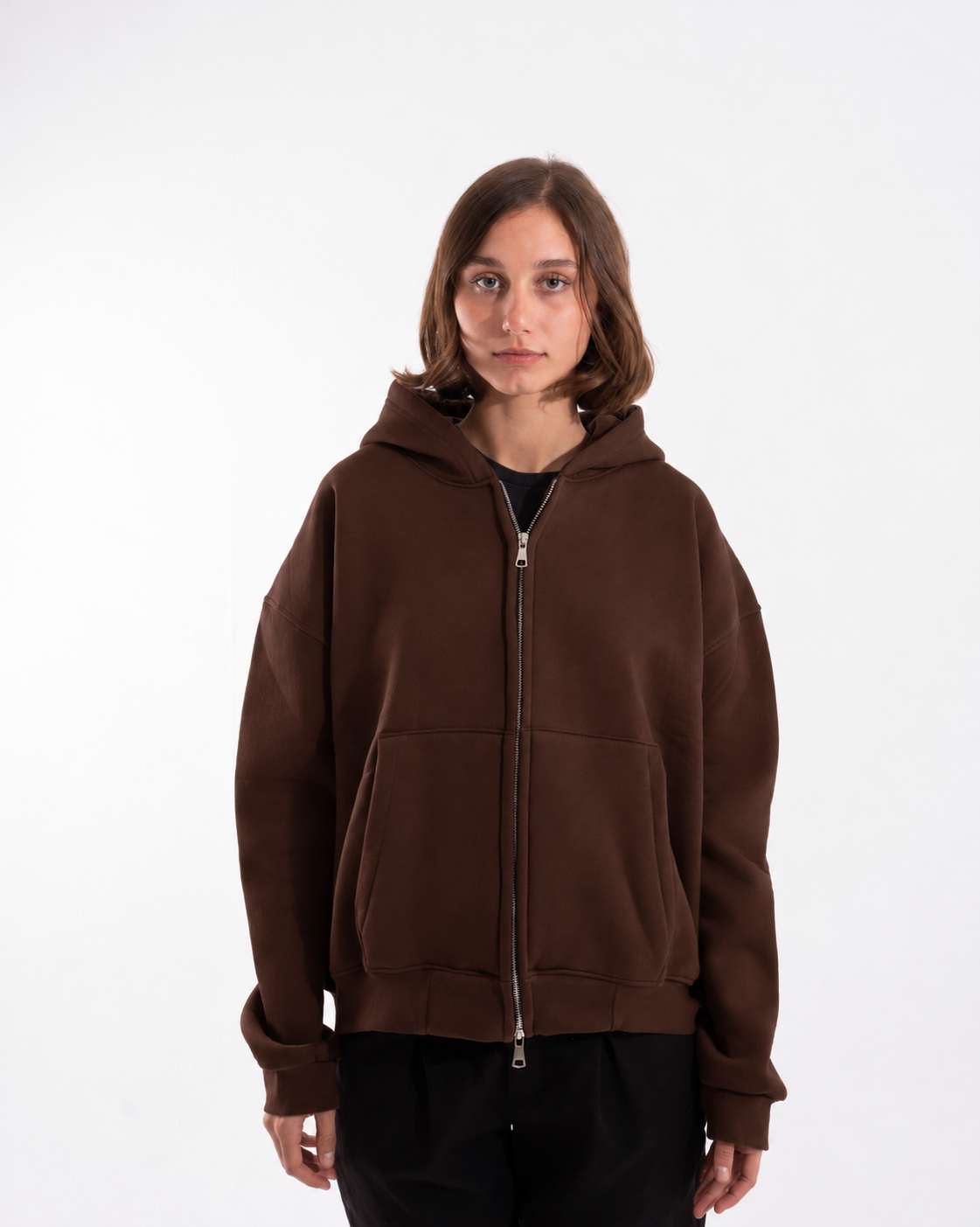 BROWN ZIPUP